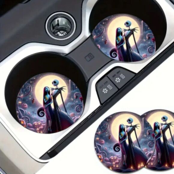 NEW Jack and Sally Love Set of 2 Acrylic Car Coasters Nightmare B4 Christmas - Picture 4 of 4